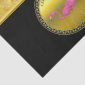 Papier Mousseline Flamants roses roses assemblés texture feuille or (Détail)