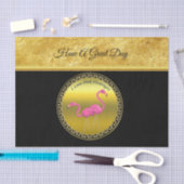 Papier Mousseline Flamants roses roses assemblés texture feuille or (Artisanat)