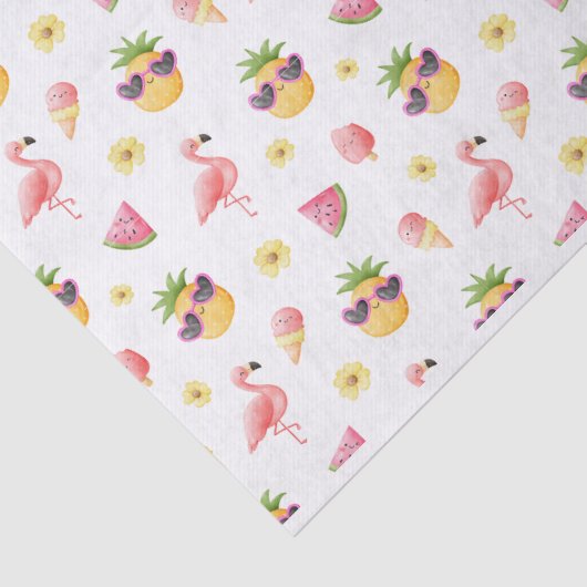 Papier Mousseline flamingo, ananas, design d'été (Détail)