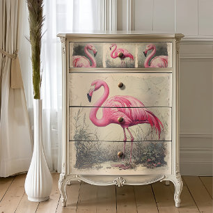 Papier Mousseline Flamingo Découpage Vintage Chic Usé
