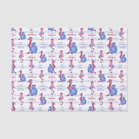 Papier Mousseline Flamingo Noël Tropical (Recto)