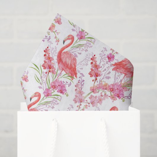 Papier Mousseline Flamingo rose motif de plage (Sac cadeau)