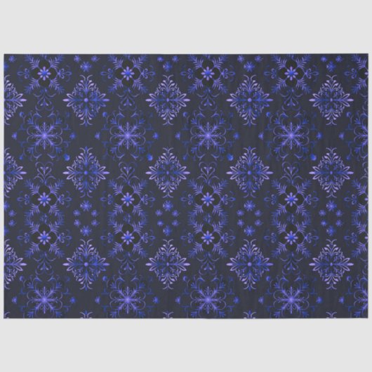 Papier Mousseline Flamme de neige noire et bleue (Recto)
