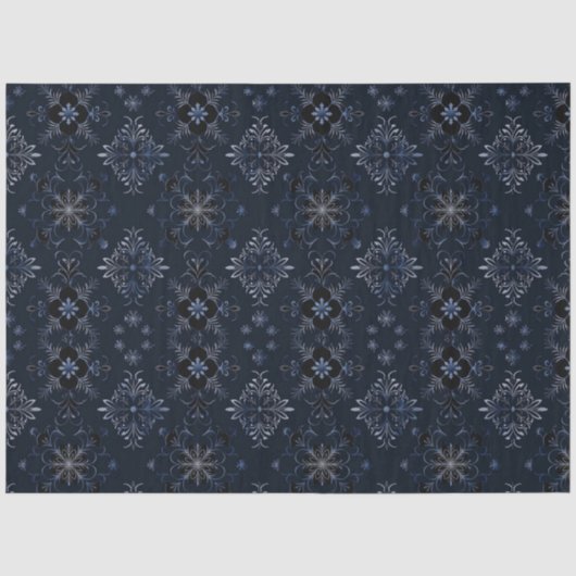 Papier Mousseline Flamme de neige noire et bleue (Recto)