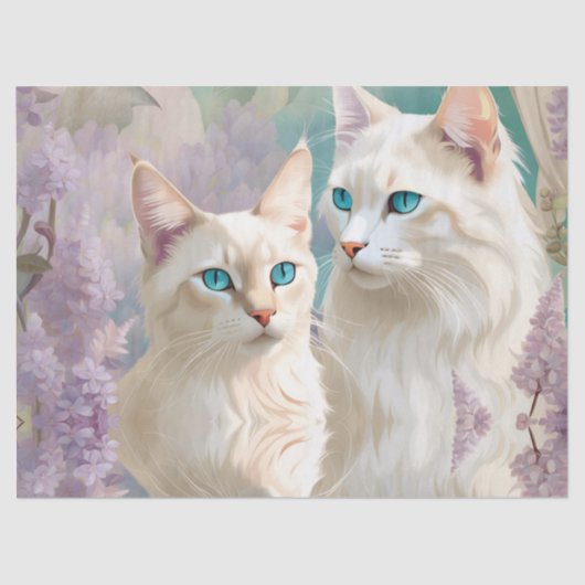 Papier Mousseline flamme et Lilac Lynx Point Siamese Portrait Art (Recto)