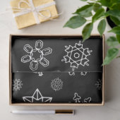 Papier Mousseline Flammes de neige blanches à Noël noir (Cadeau)