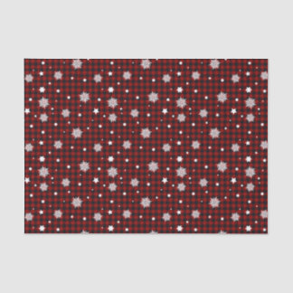 Papier Mousseline Flammes de neige blanches Rouge noir Buffle Plaid 