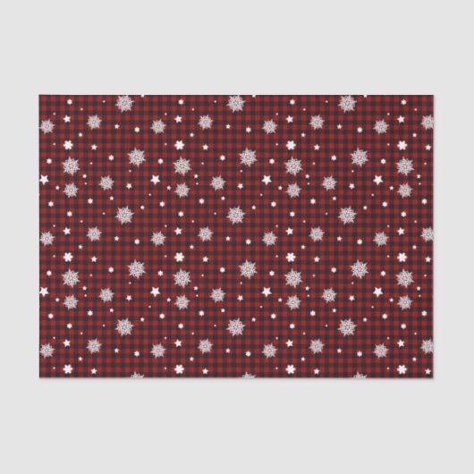 Papier Mousseline Flammes de neige blanches Rouge noir Buffle Plaid  (Recto)