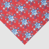 Papier Mousseline Flammes de neige et étoiles rouges et bleues (Détail)