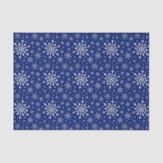 Papier Mousseline Flammes de neige gris argent mignonne sur bleu (Recto)