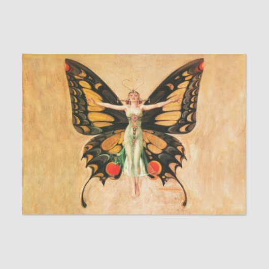 Papier Mousseline Flapper Butterfly Flying Woman Illustration (Recto)
