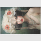 Papier Mousseline Flapper des années 1920, Dame ornée, Portrait Art (Recto)