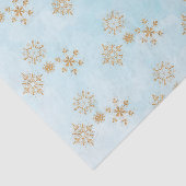 Papier Mousseline Flèche de neige en or sur Motif de Noël bleu givré (Détail)