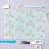 Papier Mousseline Flèche de neige en or sur Motif de Noël bleu givré (Artisanat)