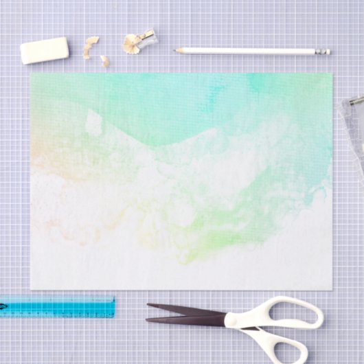 Papier Mousseline Flèches Abstraites vert et bleu (Artisanat)