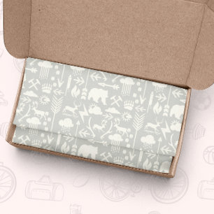Papier Mousseline Flèches Cerfs Ours et Nuages Motif