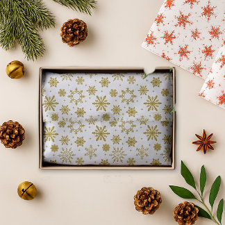Papier Mousseline Flèches de neige en or Noël blanc