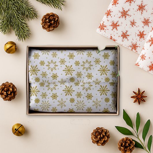 Papier Mousseline Flèches de neige en or Noël blanc