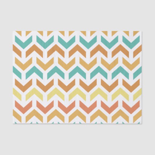 Papier Mousseline Flèches rétro Chevron Orange Or Turquoise (Recto)
