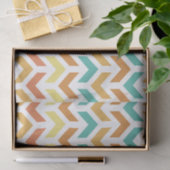 Papier Mousseline Flèches rétro Chevron Orange Or Turquoise (Cadeau)