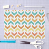Papier Mousseline Flèches rétro Chevron Orange Or Turquoise (Artisanat)