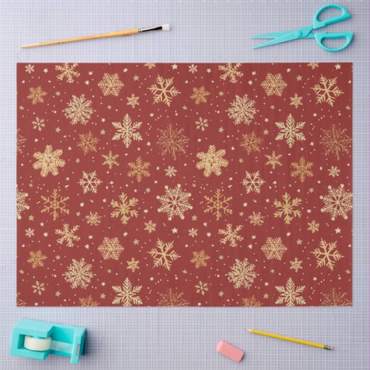 Papier Mousseline Flèches rouges et dorées (Artisanat)