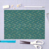 Papier Mousseline Flèches sarcelle et or (Artisanat)