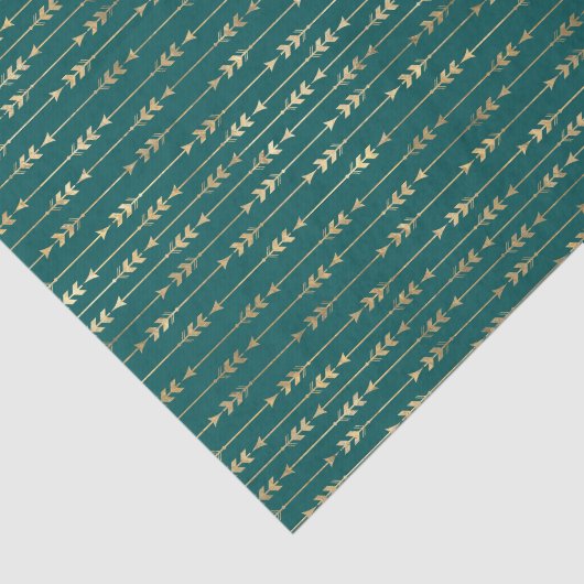 Papier Mousseline Flèches turquoise et or (Détail)