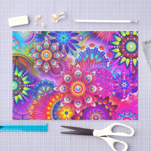 Papier Mousseline Fleur abstraite Boho (Artisanat)