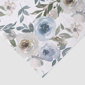 Papier Mousseline Fleur aquarelle bleu poussiéreux floral Écharpe d (Détail)