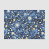 Papier Mousseline Fleur Bleu Jaune (Recto)
