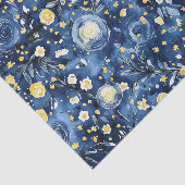 Papier Mousseline Fleur Bleu Jaune (Détail)