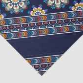 Papier Mousseline Fleur bohème ethnique Chevron Navy Découpage (Détail)