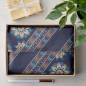 Papier Mousseline Fleur bohème ethnique Chevron Navy Découpage (Cadeau)