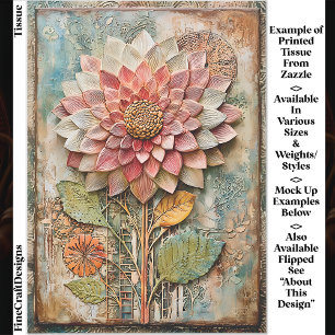 Papier Mousseline Fleur Boho avec Texture Artisanale Découpage DZ9L