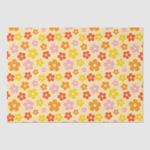 Papier Mousseline Fleur Boho Orange Retro coloré Joyeux anniversaire