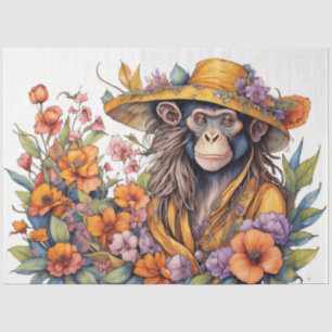 Papier Mousseline Fleur casquette singe voir singe