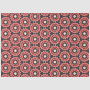 Papier Mousseline Fleur circulaire japonaise en noir et rouge