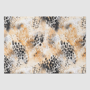 Papier Mousseline Fleur d'animal léopard crème noir sauvage