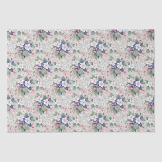 Papier Mousseline Fleur d'Apple (Haze Aqua) (Recto)