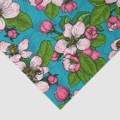 Papier Mousseline Fleur d'Apple sur le turquoise (Détail)