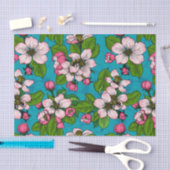 Papier Mousseline Fleur d'Apple sur le turquoise (Artisanat)