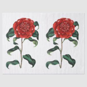 Papier Mousseline Fleur de Camélia Rouge Vintage