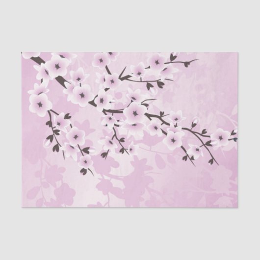 Papier Mousseline Fleur de cerisier rose Dusky Asie Floral (Recto)
