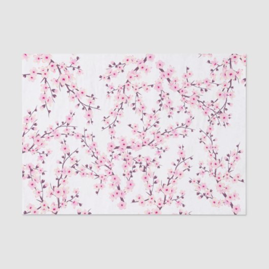 Papier Mousseline Fleur de cerisiers | Blanc rose floral (Recto)