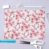 Papier Mousseline Fleur de cerisiers | Blanc rose floral (Artisanat)