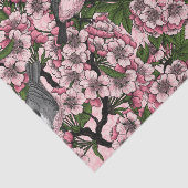 Papier Mousseline Fleur de cerisiers et poulets roses (Détail)