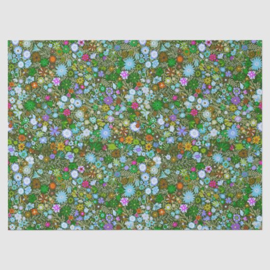 Papier Mousseline Fleur de champ vert sauvage (Recto)