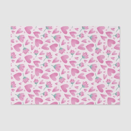 Papier Mousseline Fleur de Coeur Rose Motif mignonne Saint Valentin (Recto)
