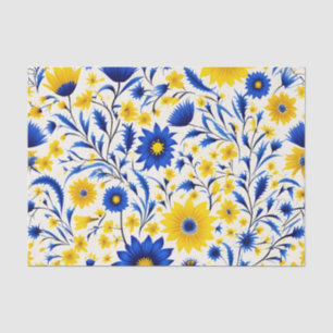 Papier Mousseline Fleur de Cornflower romantique Bleu et Jaune Flora